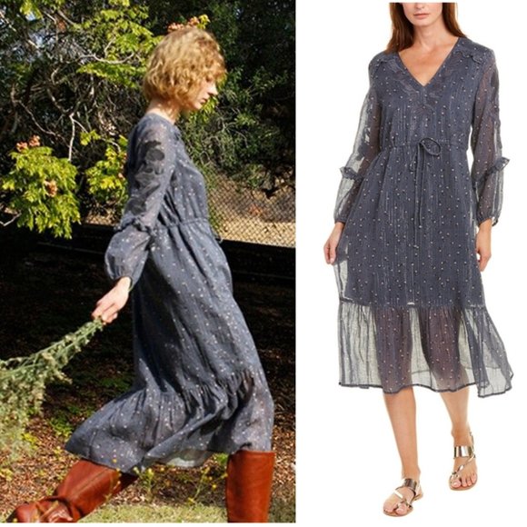 Dolan Zoe Embroidered Cotton Midi Dress - Picture 1 of 7